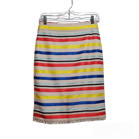 J.Crew Colorful Jacquard Midi Frayed Hem Skirt - Picture 2 of 12